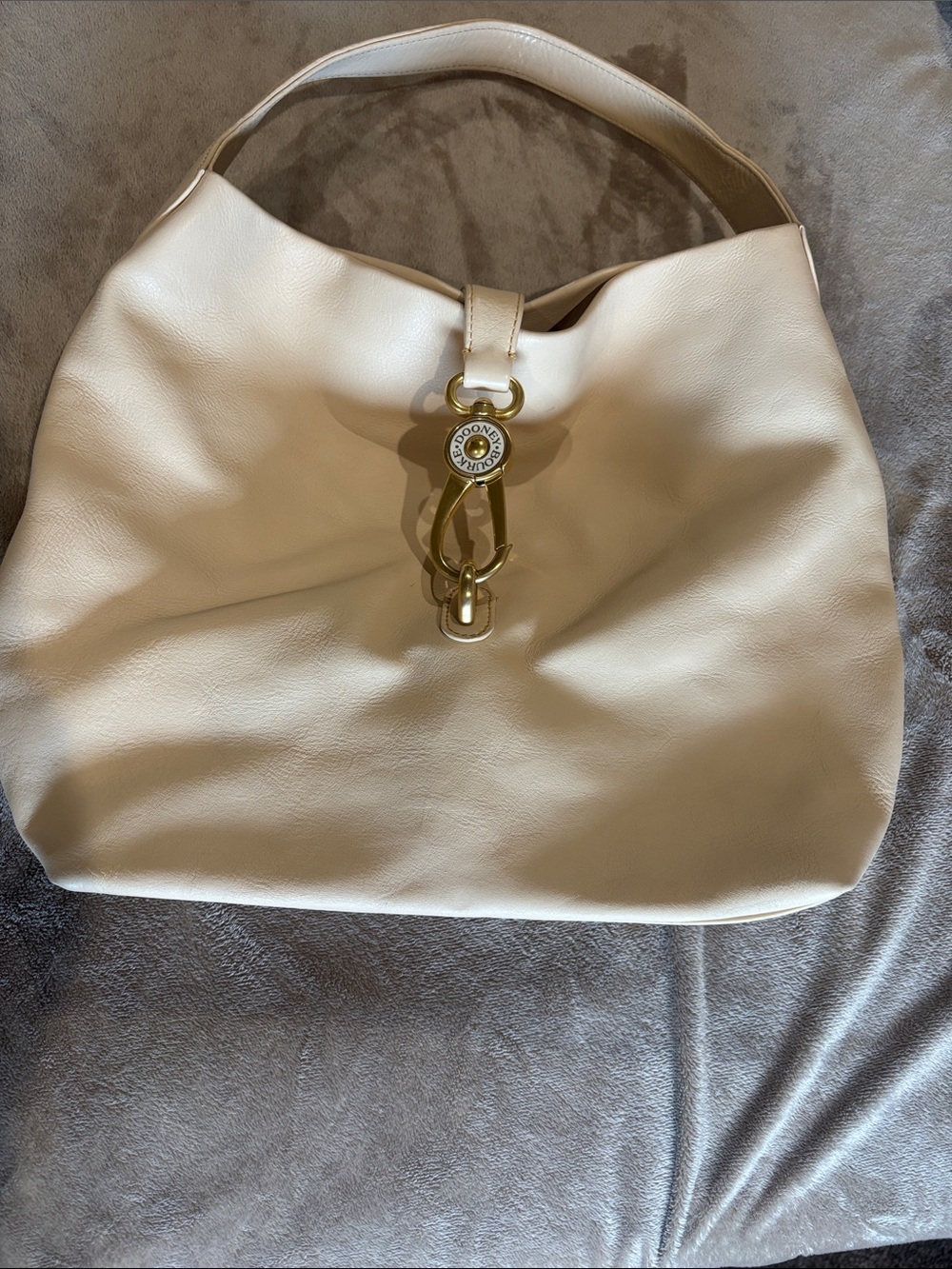 Dooney & Bourke Cream Leather Hobo with Gold Hardware